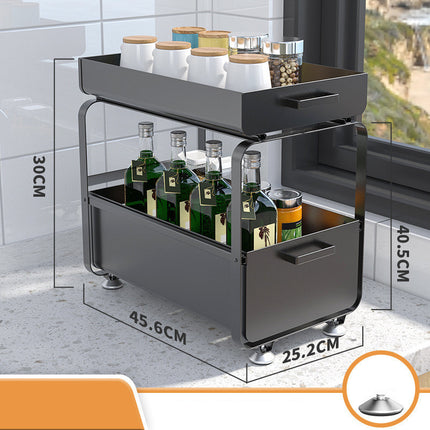 Multifunctional Under Sink Storage Caddy – 2 Layers, Carbon Steel, Athens Black/Ivory White | Ikeame