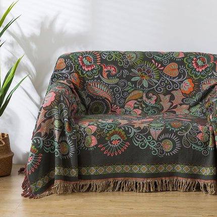 Paisley Cotton Gauze Blanket | Floral Summer Tassel Throw