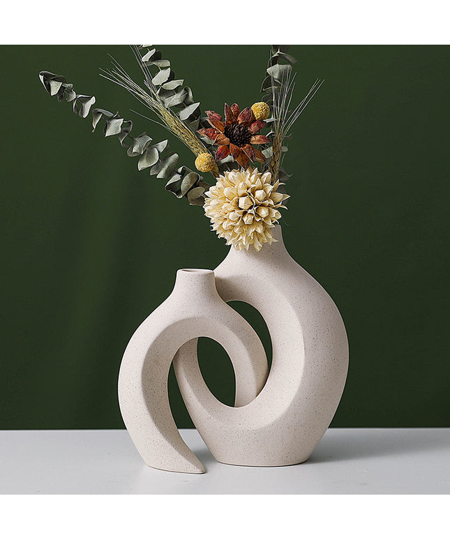 Interlocking Loop Ceramic Vase | Modern Sculptural Home Décor