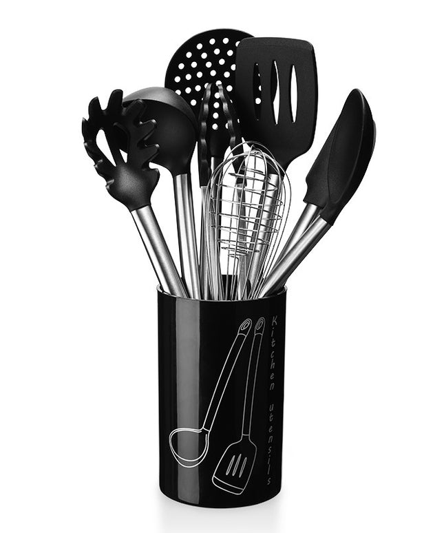 Stainless Steel & Silicone 9-Piece Utensils Kit 🍳 – With Pot