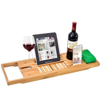 Bamboo Retractable Bathroom Rack Bathtub Tray