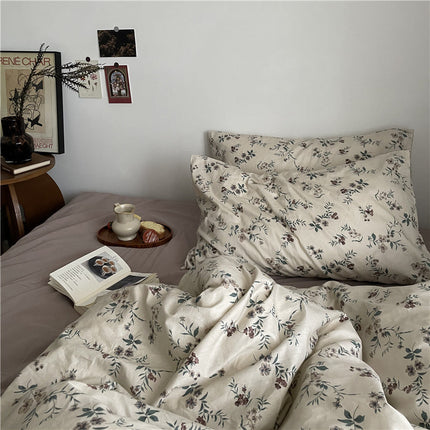 Retro Cottagecore Floral Cotton Bedding Set – 4 Designs | Ikeame