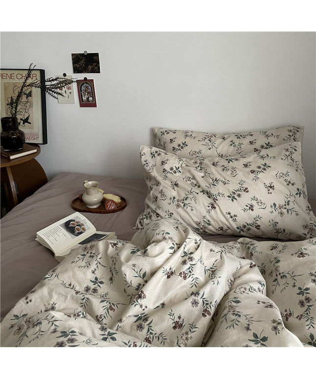 Retro Cottagecore Floral Cotton Bedding Set – 4 Designs | Ikeame