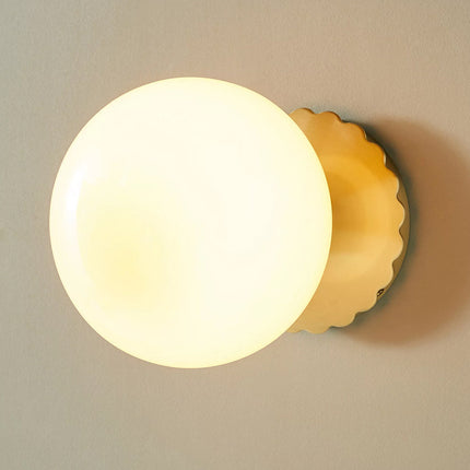 Glass Spherical Wall Light – Pink Shade & Gold Iron Base | 15cm