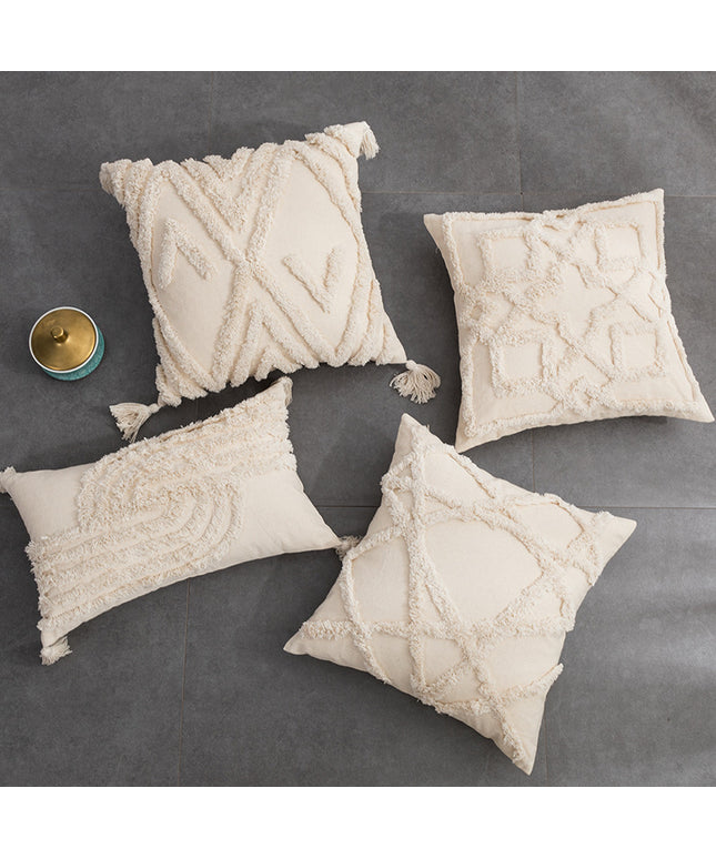 Bohemian Cotton Cushion Cover – 45x45cm Tufted Pillow Case