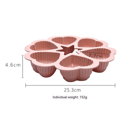 6-Piece Heart Silicone Mould 💖 – Nordic Pink, Green, Grey