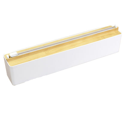 Magnetic Cling Film Cutter 📦 – Wall-Mounted, Grey/White or Wood/White + 100m Roll