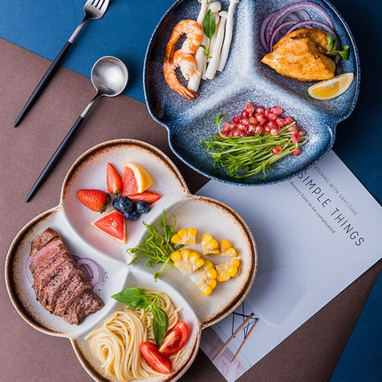 Japanese-style Dinner Plate Ceramic Compartment Plate Household