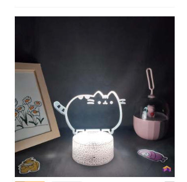 Colourful Cat Night Light – Acrylic USB Creative Lamp | Ikeame