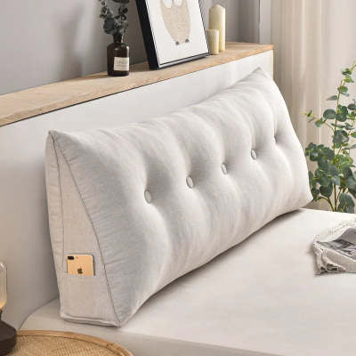 Triangle Bed Backrest Cushion | Cotton Linen Headboard Pillow