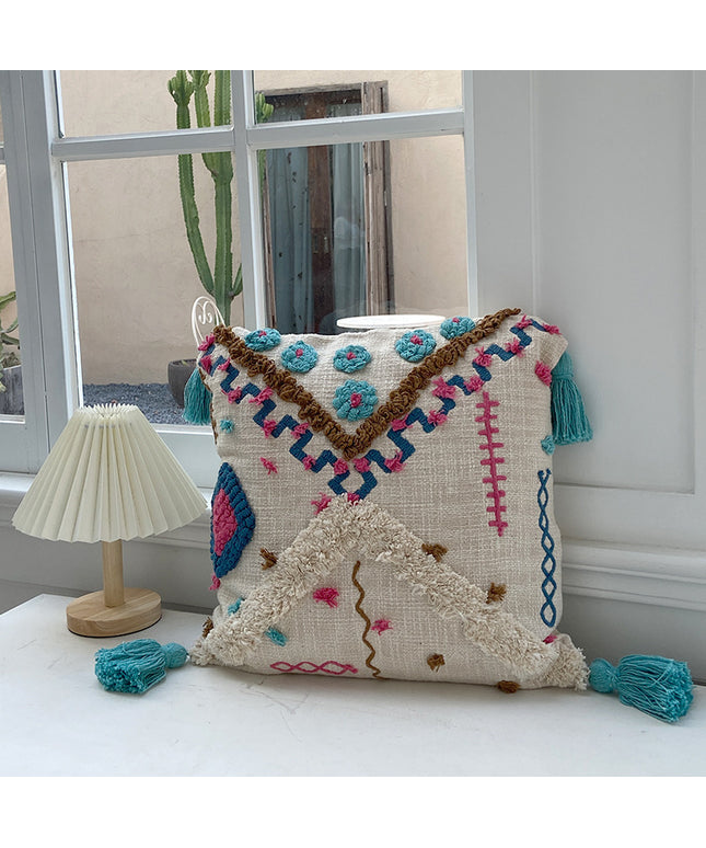 Moroccan Style Tufted Cushion Cover – Cotton 45×45cm | Ikeame