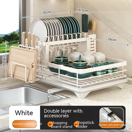 Premium Dish Drying Rack Carbon Steel Kitchen Storage Organiser