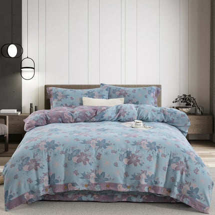 Cotton Floral Bedding Set | Jacquard 4 Piece Duvet Cover