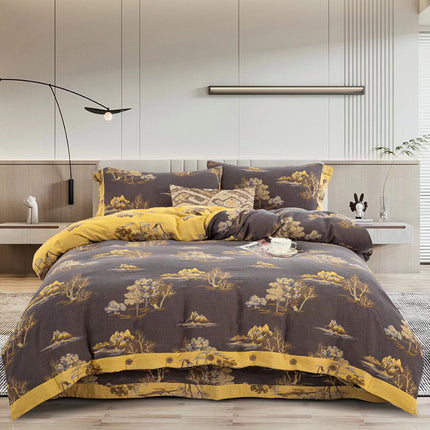 Cotton Floral Bedding Set | Jacquard 4 Piece Duvet Cover