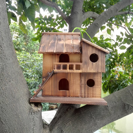 Hanging Wooden Bird Feeder DIY Assembled Garden Decoration