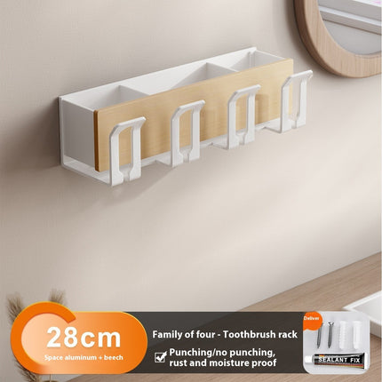 Household Portable Bathroom Walnut Toothbrush Storage Rack