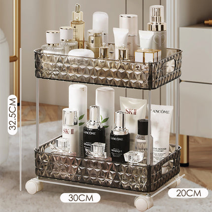Luxury Bathroom Trolley Storage Rack – Transparent Diamond Design | Ikeame