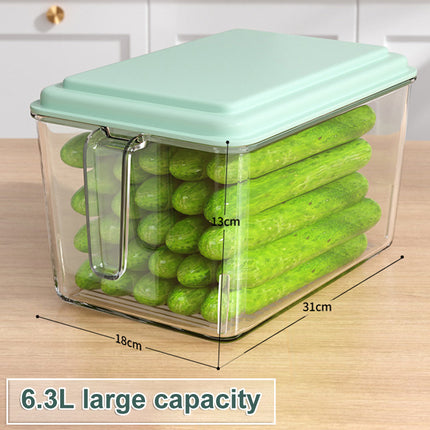 Refrigerator Food & Vegetable Preservation Storage Box – Large Capacity | Clear with Lid, Pastel Yellow or Green