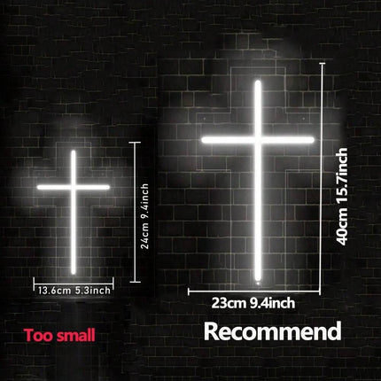 Neon Cross Ambience Light – USB Powered LED Décor (23cm or 40cm)