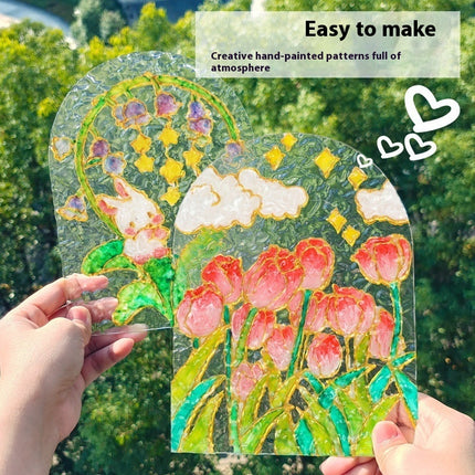 Tulip Handmade Diy Glass Painting Small Night Lamp Creative