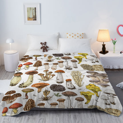 Mushroom Fleece Blanket | Soft Flannel Throw for Sofa & Bed