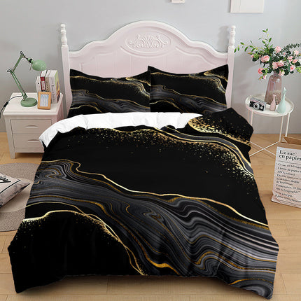 Metallic Gold Marble Quilt Cover Set – 3 Piece Bedding in 4 Colours & 3 Sizes