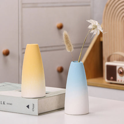 Gradient Macaron Ceramic Vase | Pastel Mini Decorative Vase