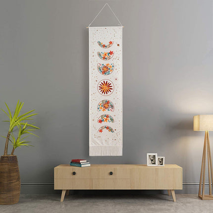 Moon Phase Wall Hanging | Boho Floral Tapestry Décor