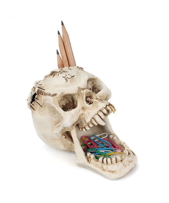 Vampire Skull Pen Holder – Gothic Desk Organiser with Fangs