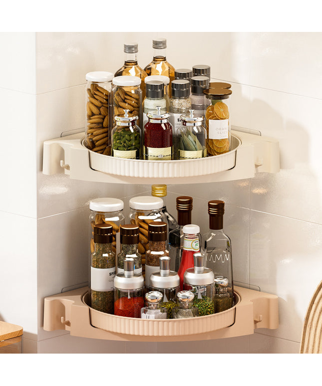 Rotating Corner Rack 🌀 – Kitchen & Bathroom Turntable, 4 Colours