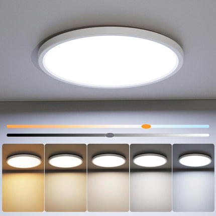 Modern Ceiling Light with Remote Control – 24W Round LED (29cm, White or Black Frame, 4 Styles)