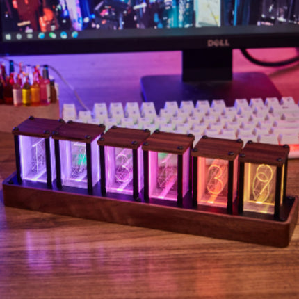 Analog nixie tube clock digital alarm clock timer walnut – Trendy & Practical for Daily Living