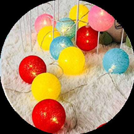 Cotton Ball String Lights – Colourful Festival Decoration (Battery or USB) | Ikeame