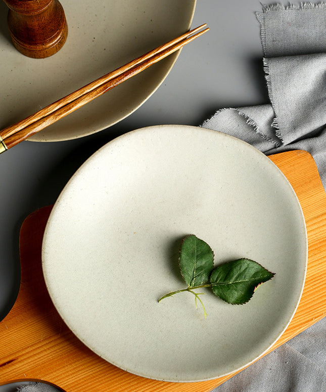 Irregular Ceramic Plate 🍽️ – Vintage Stone, Small or Large