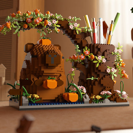 Capybara Treehouse Building Block Pen Holder – DIY Desk Organiser