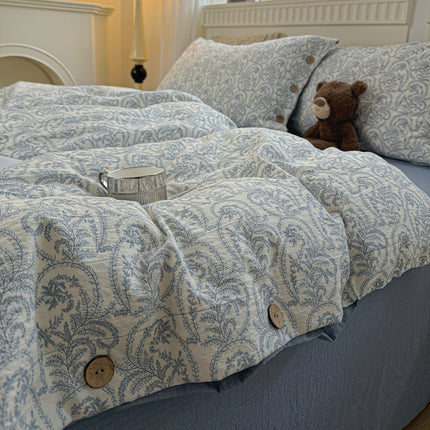 Cotton Linen Bedding Set | Floral Autumn Winter Duvet Cover