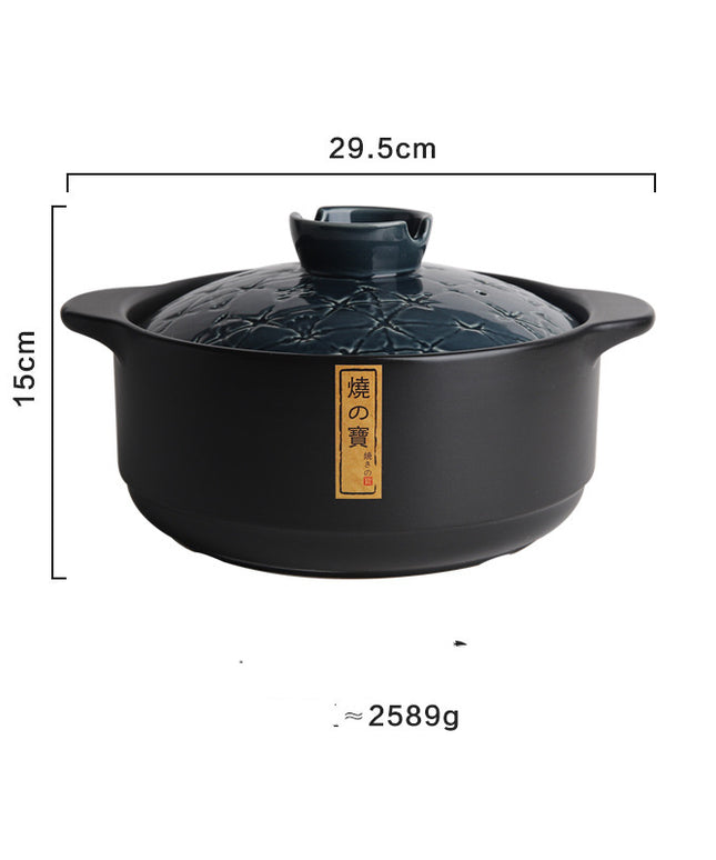 Black Ceramic Casserole Dish 🍲 – Indigo Blue or Amori Green Lid, 3 Sizes