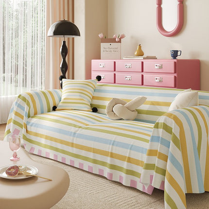 Striped Sofa Cover | Colourful Couch Throw Blanket