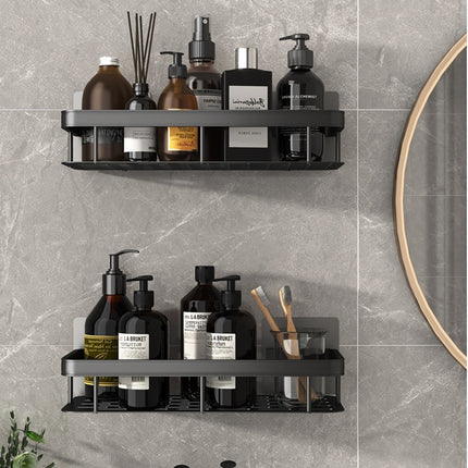 Aluminium Wall Shelf – Black & Silver Bathroom Storage | Ikeame