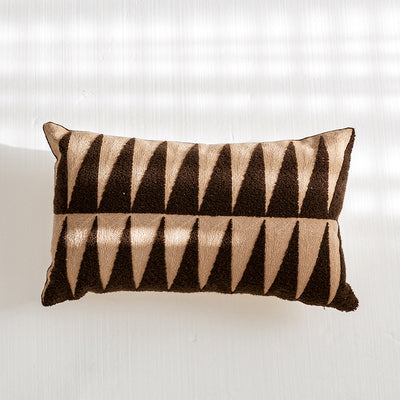 Moroccan Boho Cushion Cover | Embroidered Brown Beige