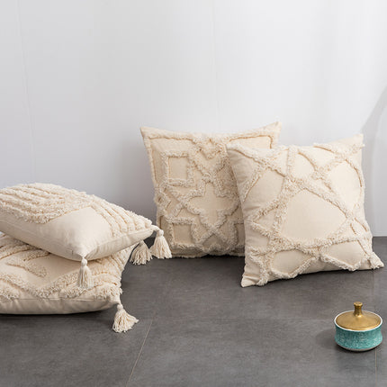 Bohemian Cotton Cushion Cover – 45x45cm Tufted Pillow Case