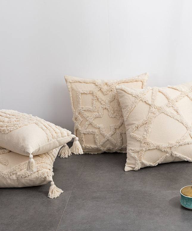 Bohemian Cotton Cushion Cover – 45x45cm Tufted Pillow Case
