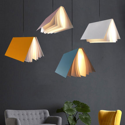 Book-Shaped Pendant Light – Creative Nordic Ceiling Lamp (Multiple Colours & Sizes)