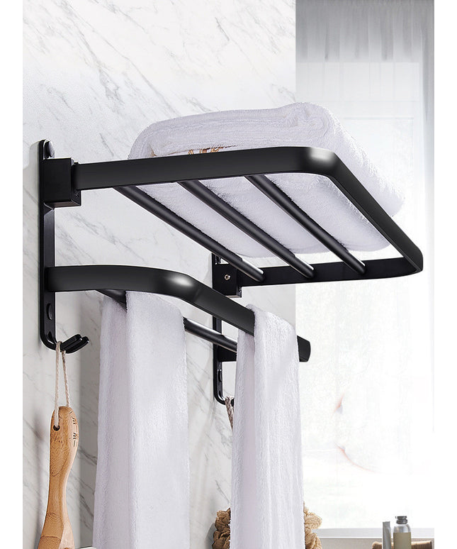 Towel Rack Bathroom Shelf  Wall-mounted Without Perforation