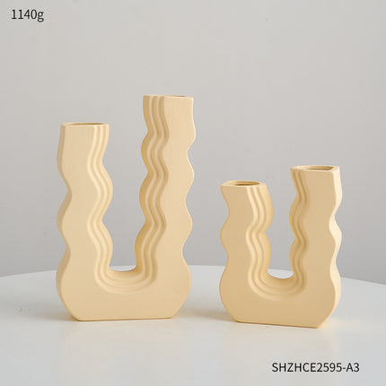 U-Shaped Ceramic Vase | Cream Style Minimalist Décor