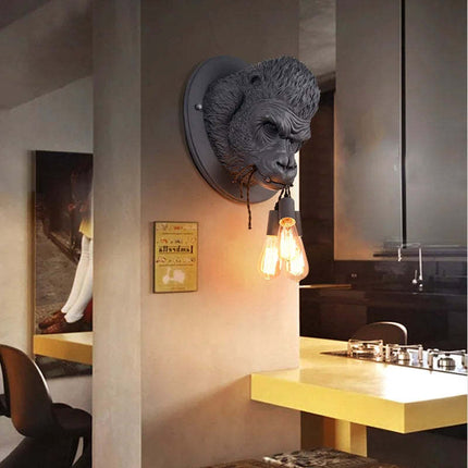 Gorilla Head Wall Light – Modern Resin Design in Black or White