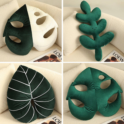 Leaf Shaped Cushion | Plush Botanical Monstera Pillow