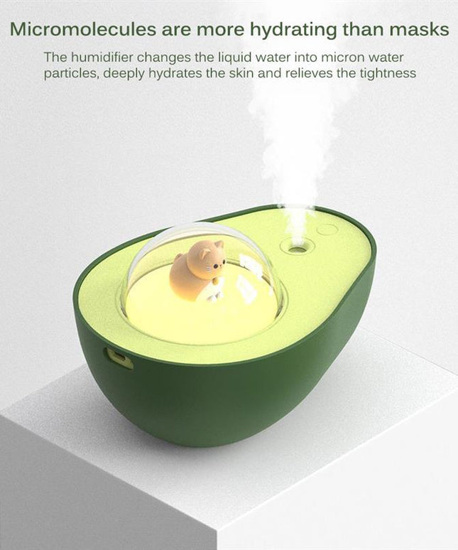 Avocado Mini Humidifier – USB Rechargeable Night Light Mist Sprayer | Ikeame