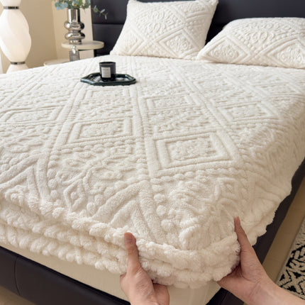 Embossed Velvet Fitted Sheet | Luxury Milk Fibre Cover