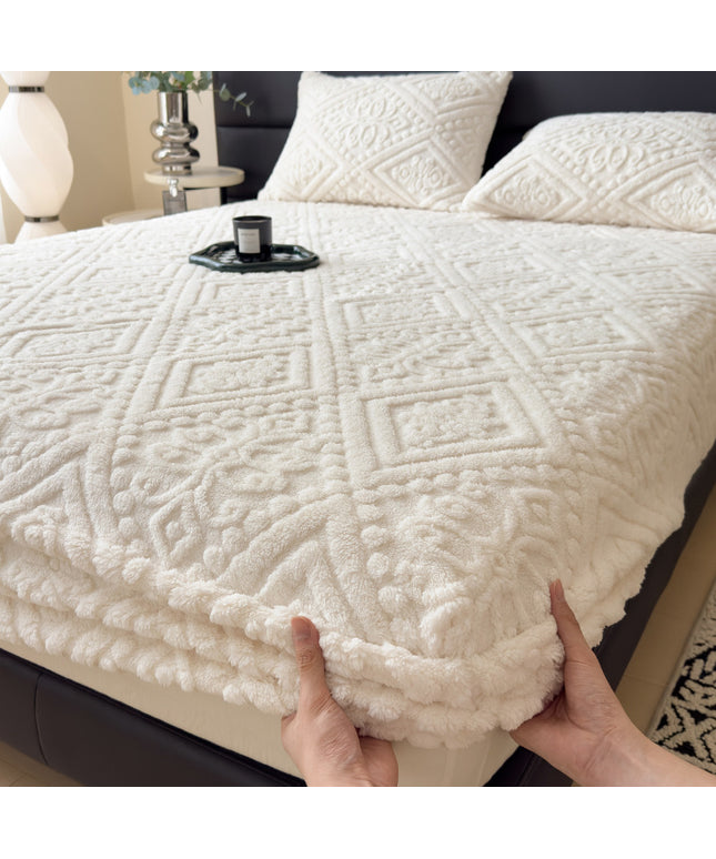 Embossed Velvet Fitted Sheet | Luxury Milk Fibre Cover